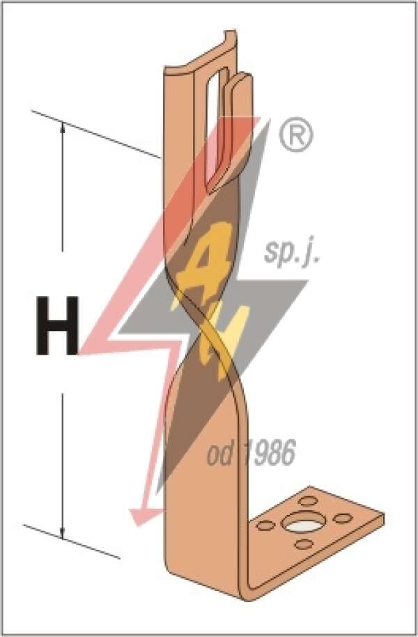 AH Hardt AH-05072 - Угловой держатель, H=7 cm, проволока Ø 5-8 mm, медь/латунь