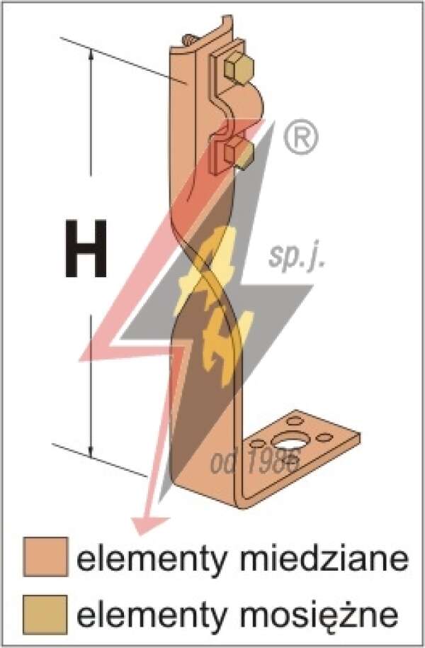 AH Hardt AH-05082 - Угловой держатель, H=7 cm, проволока Ø 5-10 mm, медь/латунь