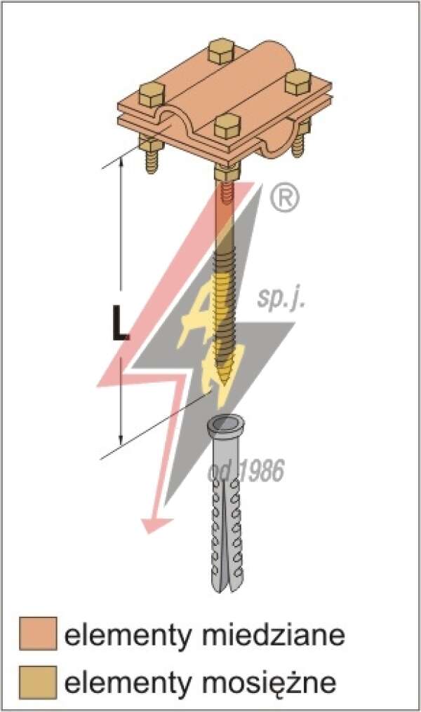 AH Hardt AH-06202 - Универсальный держатель, L=12 cm, B до 20 mm, вкручивающийся, проволока Ø 5-12 mm, медь/латунь