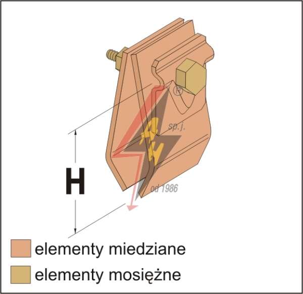 AH Hardt AH-08062 - Держатель на металлический лист, H=6 cm, проволока Ø 5-10 mm, медь/латунь