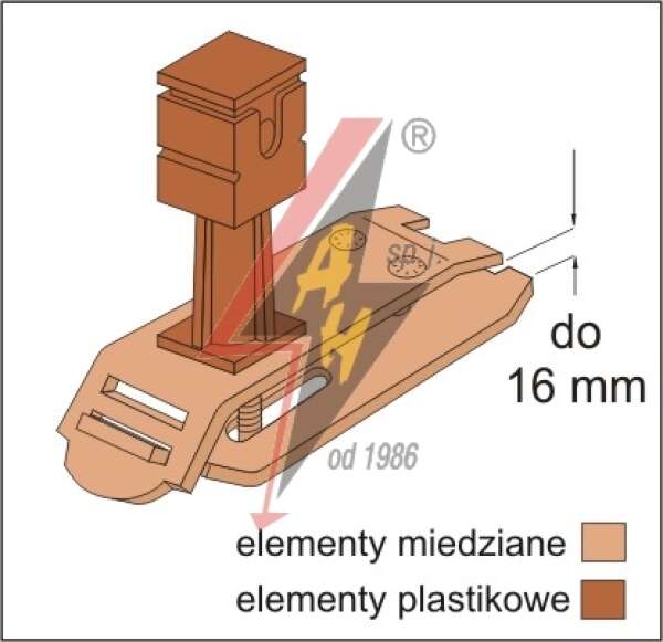 AH Hardt AH-08092 - Держатель на металлический лист, H=4 cm, проволока Ø 6-8 mm, медь/латунь