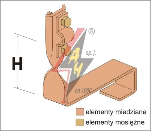 AH Hardt AH-09322 - Держатель для черепицы, L=10 cm, H=10 cm, проволока Ø 5-10 mm, медь/латунь