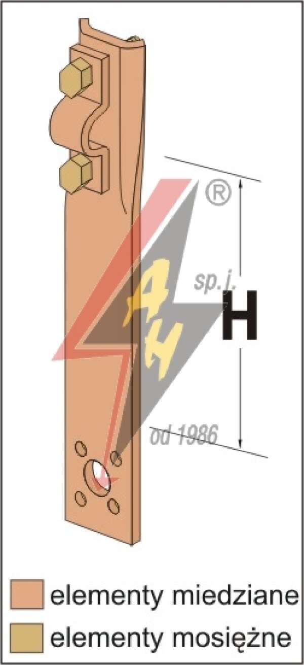 AH Hardt AH-11022 - Держатель прямой, H=6 cm, проволока Ø 5-10 mm, медь/латунь