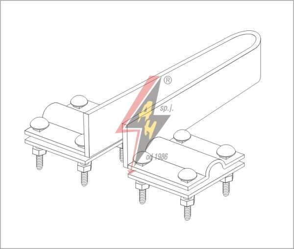 AH Hardt AH-33041 - Сочетание смещения , (гибкое) 4xM8x20 (x2), проволока Ø 5-12 mm, B до 40 mm, серия Gold