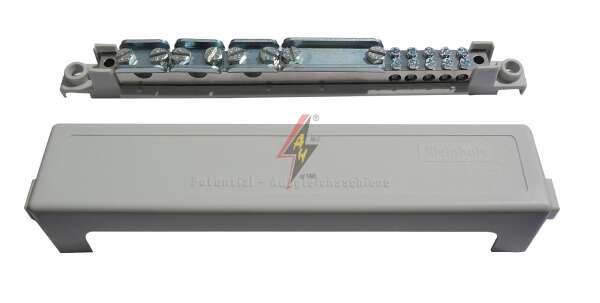 AH Hardt AH-K-1309 - Равнопотенциальная шина, 6x6-25 mm², 1x2,5-6 mm², 1x50 mm², B до 30x4 mm либо Ø 10 mm, никелированная медь