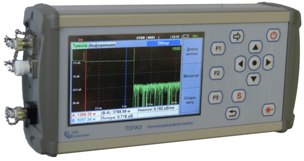 ТОПАЗ-9400-A-31-55-PMH - оптический рефлектометр 1310/1550 нм (41/41 дБ) / -60..+26 дБм / VFL