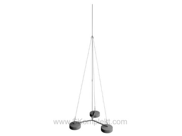 GALMAR GL-21123 — Молниеприемник-мачта (5,0 м; на 3х бетонных основаниях; одноступенчатая тросовая поддержка; оцинкованная сталь)