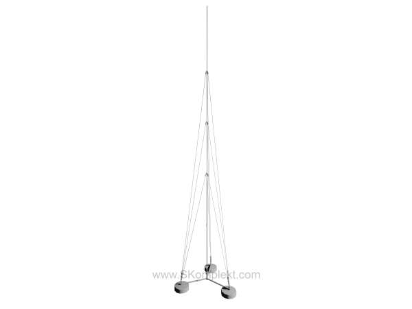 GALMAR GL-21128 — Молниеприемник-мачта (7,5 м; на 3х бетонных основаниях; трёхступенчатая тросовая поддержка; оцинкованная сталь)
